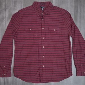 21 Men XL Burgundy & Black Striped Button-Up Shirt